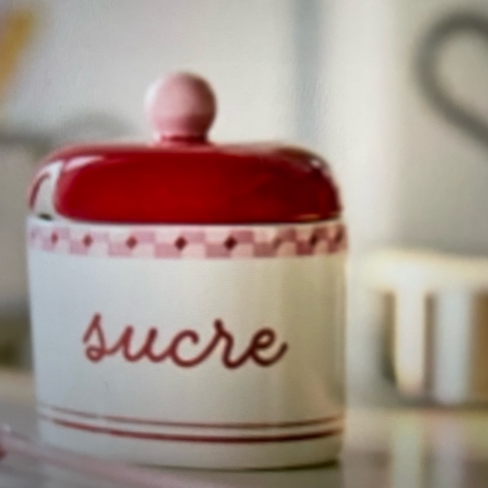 ❤️ ANTHROPOLOGIE Café Violette Handpainted PINK Stoneware Sugar Bowl NEW